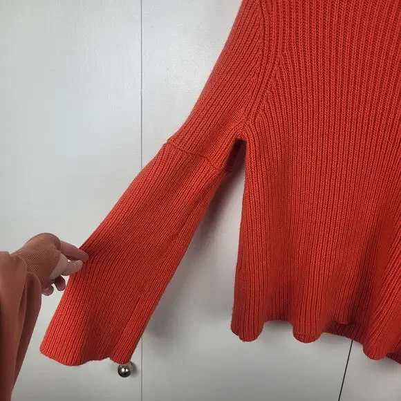 Boden Wool Alpaca Chunky Knit Bell Sleeve Pullover Mock Neck Leah Sweater | S - Picture 4 of 10